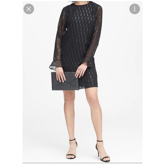 NWT Banana Republic Dress Shift RUffle Cuff Sheer Sleeve Shimmer Evening Blazer - Picture 1 of 15